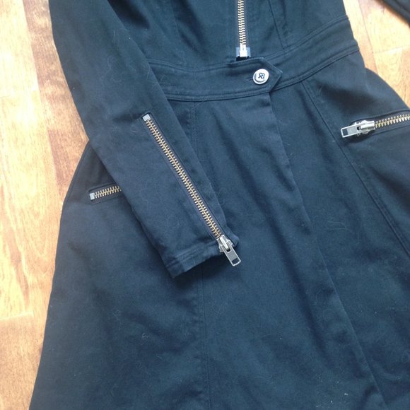 Betsey Johnson - Black Long Structured Denim Coat - Picture 10 of 12